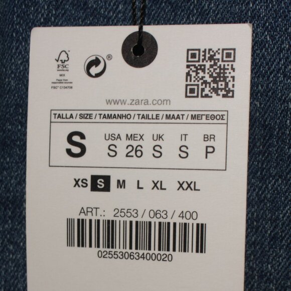 NWT Zara Stretch Denim Raw Hem Denim Pencil Maxi Skirt Size S - Picture 10 of 10